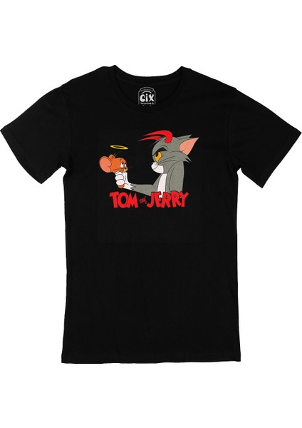 Sevimli Tom ve Jerry Siyah Tişört