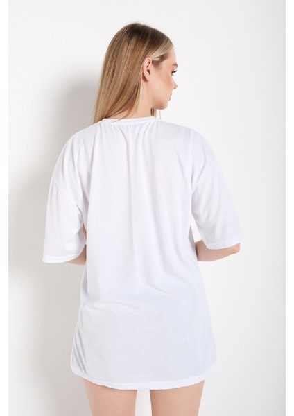 Kadın Kaplan Baskı Oversize T-Shirt indirimleri