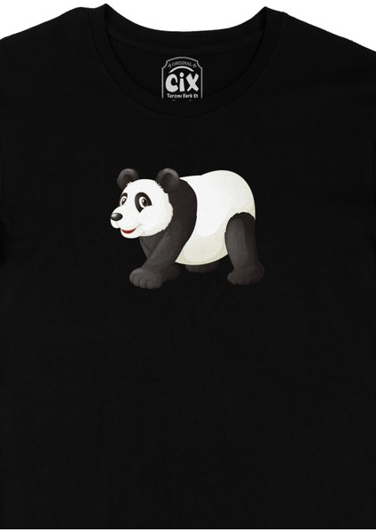 Tatlı Panda Tasarım Siyah Tişört