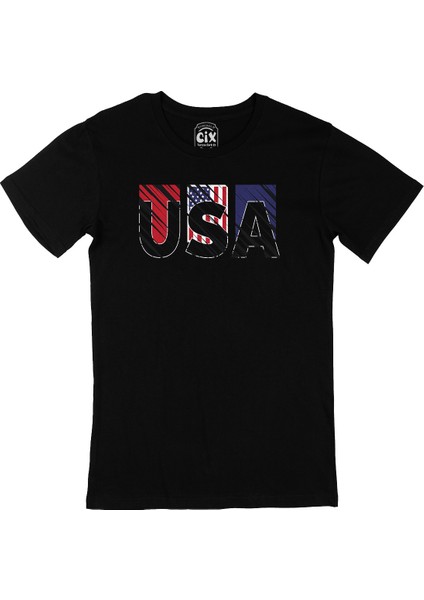 Usa Amerika Tasarım Siyah Tişört