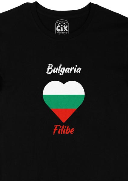 Filibe Bulgaristan Bayraklı Kalpli Siyah Tişört fiyatları