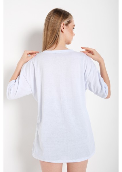 Kadın Lake Mıchıgan Baskılı Oversize Tişört indirimleri