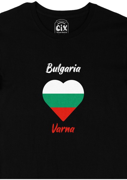 Varna Bulgaristan Bayraklı Kalpli Siyah Tişört fiyatları