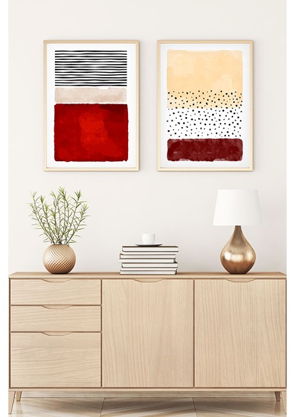 Ahşap Çerçeveli 2'li Minimalist Tablo