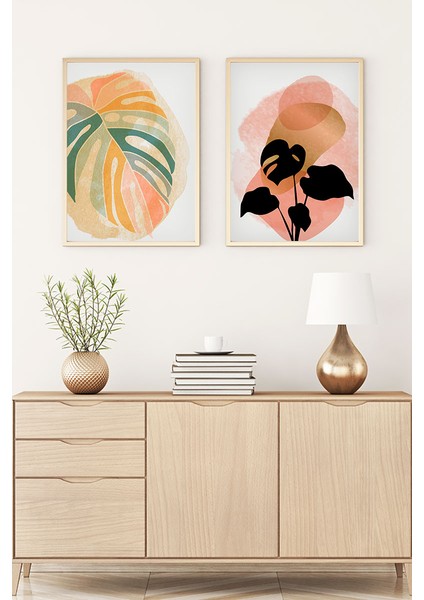 Ahşap Çerçeveli 2'li Minimalist Tablo