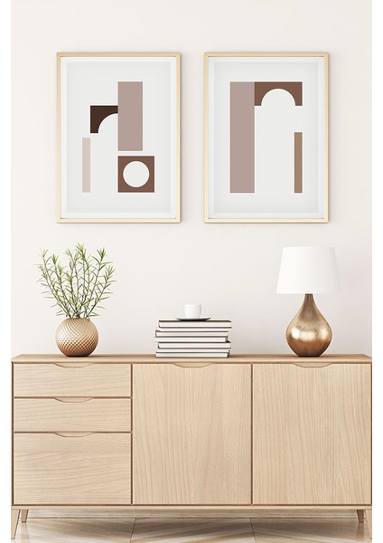 Ahşap Çerçeveli 2'li Minimalist Tablo