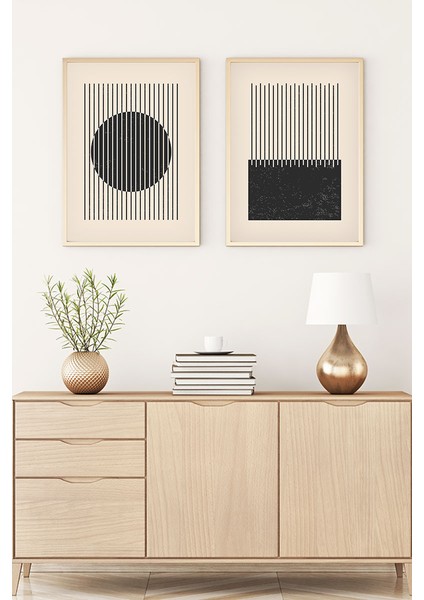 Ahşap Çerçeveli 2'li Minimalist Tablo