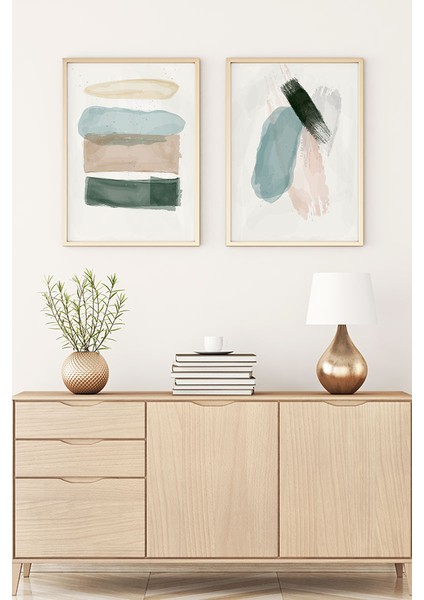 Ahşap Çerçeveli 2'li Minimalist Tablo
