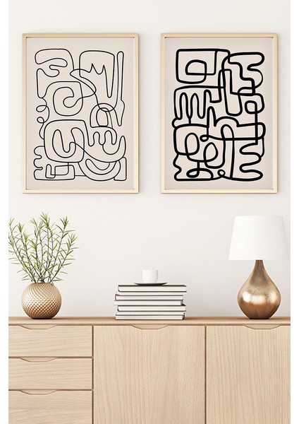 Ahşap Çerçeveli 2'li Set Tablo