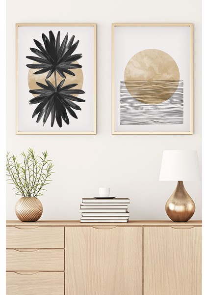 Ahşap Çerçeveli 2'li Minimalist Tablo