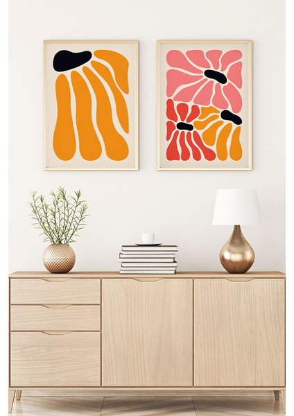 Ahşap Çerçeveli Sanatsal 2'li Set Tablo