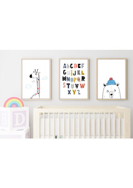 Ahşap Çerçeveli Çocuk Odası Tablo Set