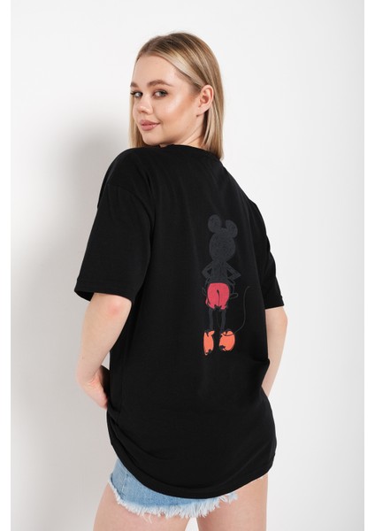 Kadın Sırt Baskılı Mickey Mouse T-Shirt indirimleri