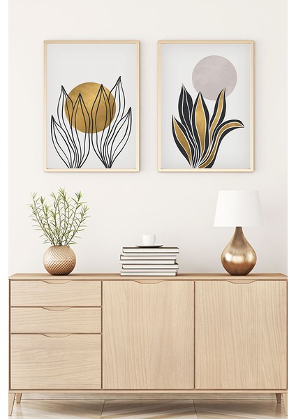 Ahşap Çerçeveli 2'li Minimalist Tablo