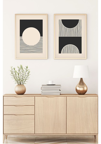 Ahşap Çerçeveli 2'li Minimalist Tablo