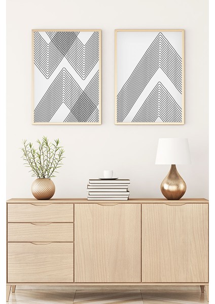 Ahşap Çerçeveli 2'li Minimalist Tablo