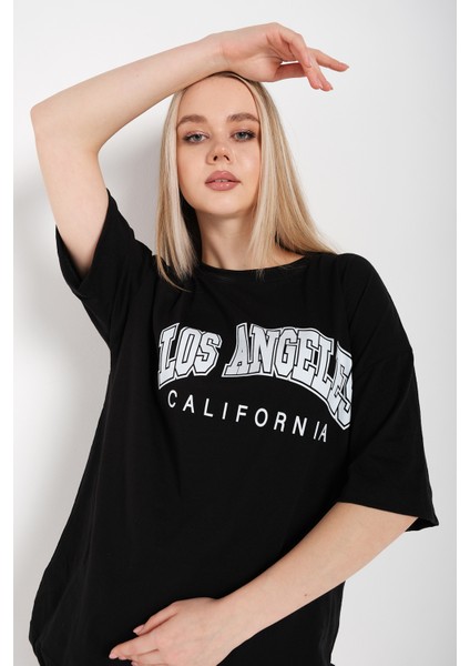 Kadın Los Angeles California Baskılı Oversize T-Shirt fırsatları