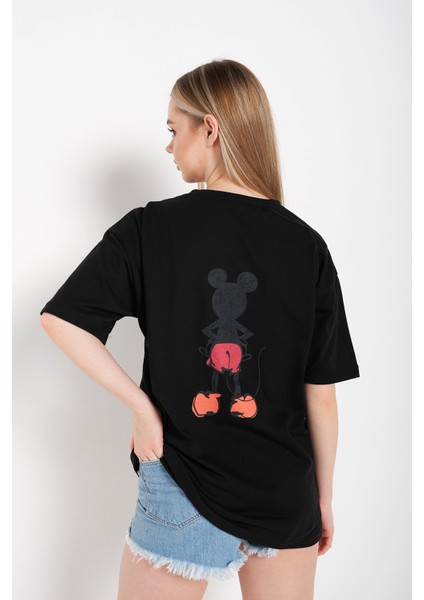 Kadın Sırt Baskılı Mickey Mouse T-Shirt