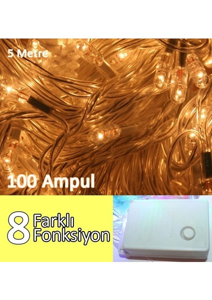 Tahtakale Marketi Yılbaşı LED Işık Günışığı Noel Işık 10 Metre 8 Fonksinyonlu Prizli