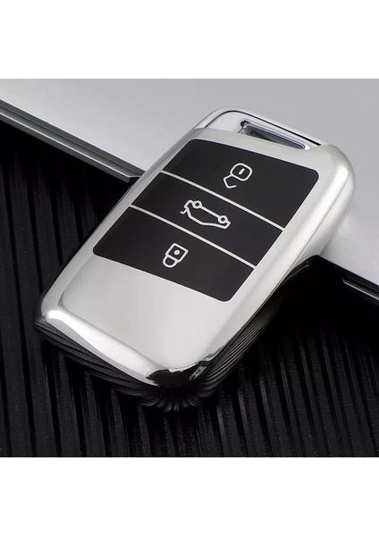 Passat B8 Anahtar Kılıfı Lüx Parlak Gümüş Renk