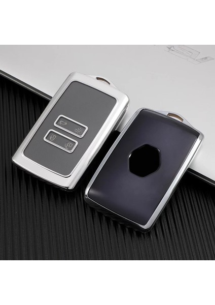 Renault Clio 5 Anahtar Kılıfı Lüx Kart Kılıfı Gümüş Renk