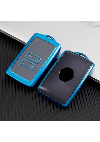 Renault Clio 5 Anahtar Kılıfı Lüx Kart Kılıfı Mavi Renk