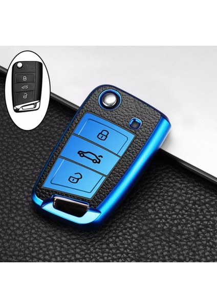 Skoda Fabia Süperlüx Anahtar Kılıfı Mavi Renk