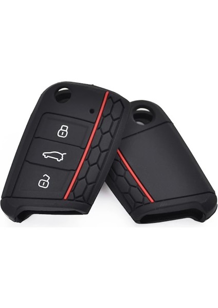 Seat Arona 2013-2020 Silikon Anahtar Kılıfı Kırmızı Çizgili Kılıf Anahtar fiyatları