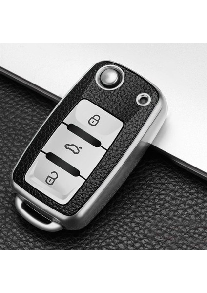 Seat Ibiza Süperlüx Sustalı Anahtar Kılıfı A+ Kalite Gri