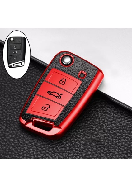 Vw Golf 7 2013-2020 Süperlüx Anahtar Kılıfı Kırmızı Renk