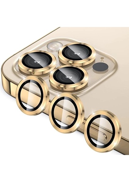iPhone 11 Pro Max Uyumlu Kamera Mercek Lens Için Koruyucu - gold