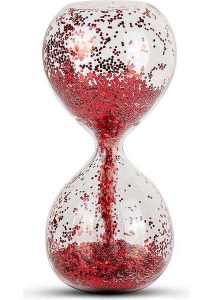 Red Sand Clock Kırmızı Kum Saati Cam Kum Saati Simli Kırmızı Kum Saati Yılbaşı Hediyeleri Yılbaşı Dekor Obje