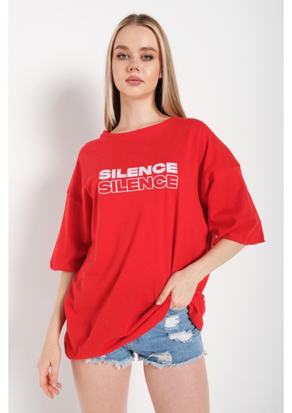 Kadın Silence Baskılı T-Shirt