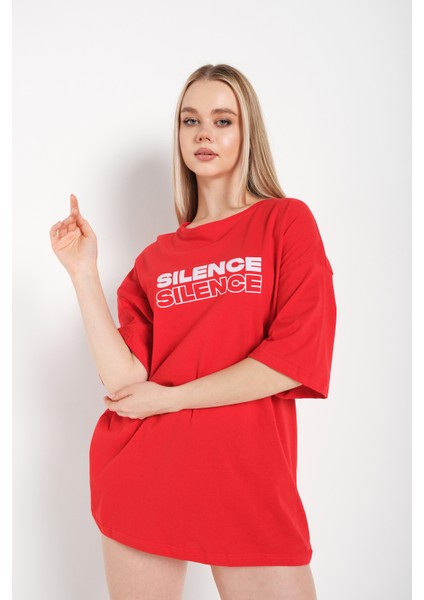 Kadın Silence Baskılı T-Shirt