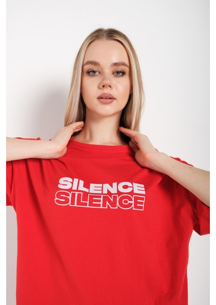 Kadın Silence Baskılı T-Shirt