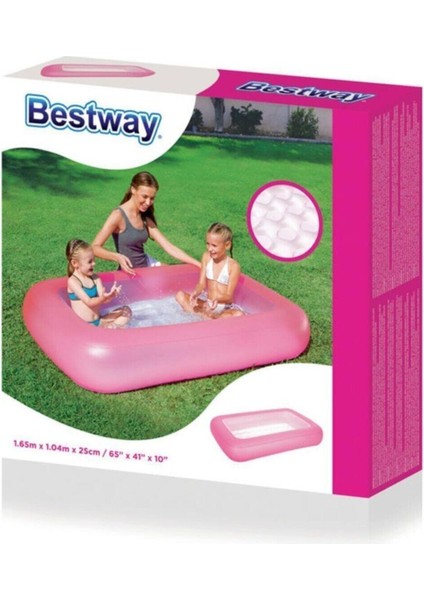 Şişme Tabanlı Dikdörtgen Havuz Pembe 1.65MX1.04MX25CM.