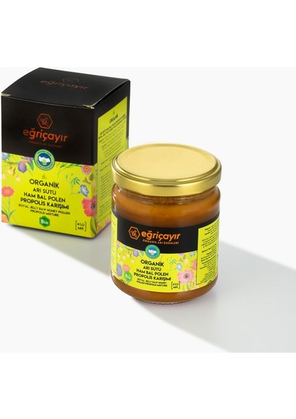 Organik Arı Sütü Bal Polen Propolis Karışımı 240 gr