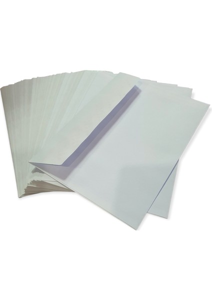 11.4cm x 16.2cm Beyaz Mektup Zarfı Silikonlu Kendinden Yapışkanlı 50'li Paket