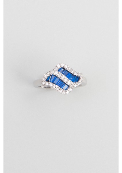 Yakamoz Mavisi 18 Ayar Beyaz Altın Kaplama Gümüş Yüzük fiyatları