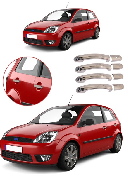 Ford Fiesta Uyumlu 2002-2009 Krom Kapı Kolu 4 Kapı Paslanmaz Çelik
