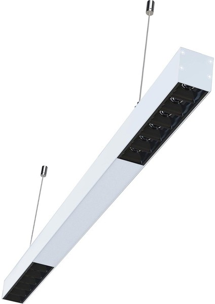 120 cm Mercekli Linear Modern LED Avize Sıva Üstü Sarkıt Armatür Lineer Aydınlatma (Beyaz Kasa - 400