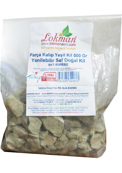 Gizzodo Parça Kalıp Yeşil Kil 500 gr Yenilebilir Saf Doğal Kil Paket