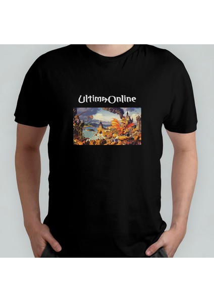 Ultima Online %100 Pamuklu Bisiklet Yaka T-Shirt Model - 1