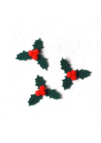 Keçe motif yılbaşı çiçekleri, 5.5 cm Koyu Yeşil (3 adet)