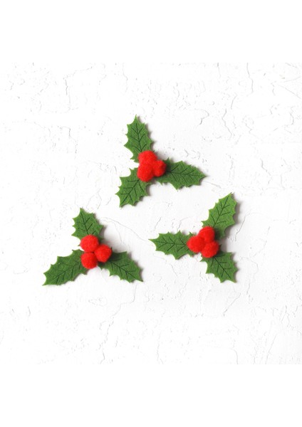 Keçe motif yılbaşı çiçeği, 5.5 cm Açık Yeşil (1 adet)