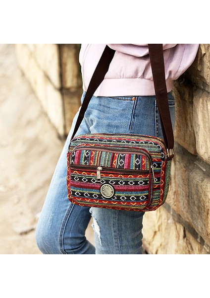 Kadın Çantası Yeni Moda Tuval Çapraz Çanta Orta Yaşlı ve Yaşlı Etnik Tarzı modelleri