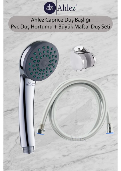 Caprice Duş Başlığı + Pvc Duş Hortumu + Büyük Mafsal Duş Seti Duş Takımı