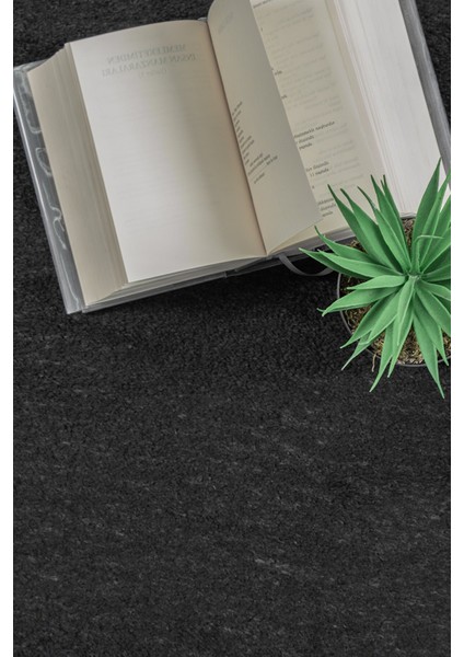 Puffy Ponpon Saçak Peluş Yıkanabilir Siyah Yolluk modelleri