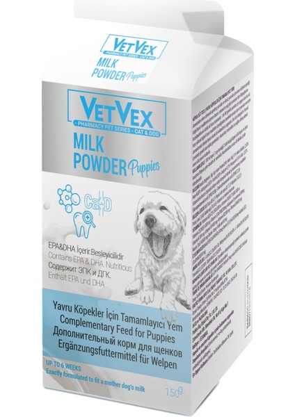 Milk Powder Yavru Köpekler Için Tamamlayıcı Yem Süt Tozu 150 gr -Vetvex