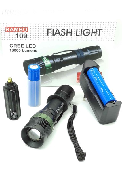 Flashlight Fener Yedek Pilli Rambo 109